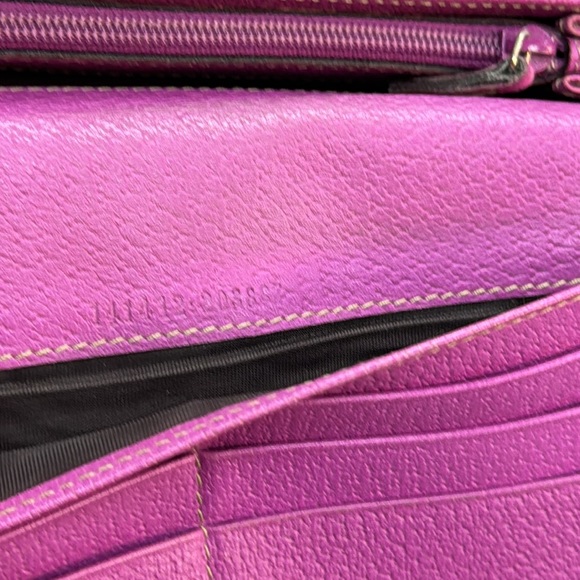 GUCCI Abbey Monogram Canvas Hot Pink Leather-Trim Long Snap Horsebit Wallet VTG - Picture 6 of 6